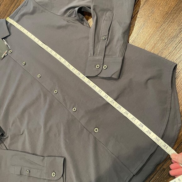 NWT Dstrct & Row Men's Sz L Stretch Dress Shirt Gunmetal Gray LS Button Down - Picture 5 of 7